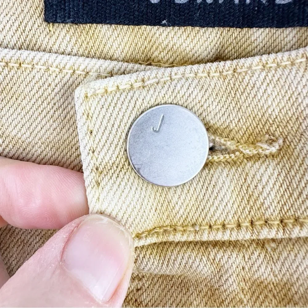 J Brand Julia Frayed-Hem Flared-Leg Cotton Blend‎ Jeans in Litho Gold Sz 26